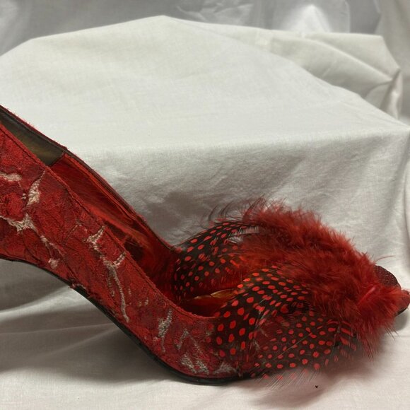 Unique Upcycled Red Distressed Heels *One of a Kind* Victorian Gothic Crushed - Picture 1 of 10